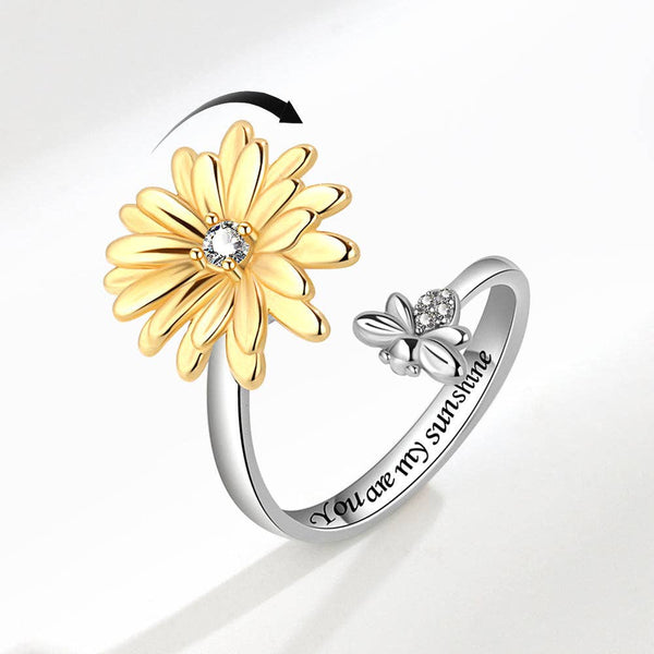 DAISY BEE ANXIETY FIDGET SPIINER RING IN SILVER-RING-MODE-Couture-Boutique-Womens-Clothing