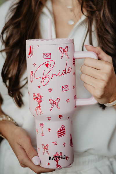 38 OZ CUTSIE BRIDE DRAWINGS STAINLESS STEEL TUMBLER IN LIGHT PINK-TUMBLER-MODE-Couture-Boutique-Womens-Clothing