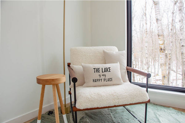 The Lake Is My Happy Place Pillow: 12x18 PILLOW COVER ONLY-PILLOW-MODE-Couture-Boutique-Womens-Clothing