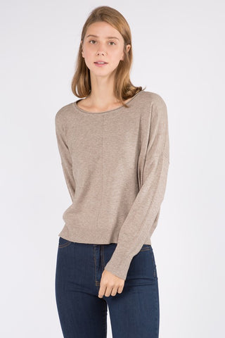 CAMILLA ROUND NECK SOFTEST FRONT SEAM SWEATER IN MOCHA-MODE-Couture-Boutique-Womens-Clothing