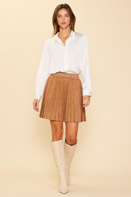 Suede pleated deals skirt