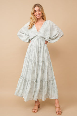 Jacquard Floral Dolman Maxi Dress-MODE-Couture-Boutique-Womens-Clothing