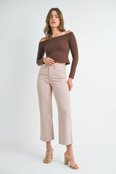 SELINA SLIM WIDE LEG JEANS IN CLAY-Wide Leg Jeans-MODE-Couture-Boutique-Womens-Clothing