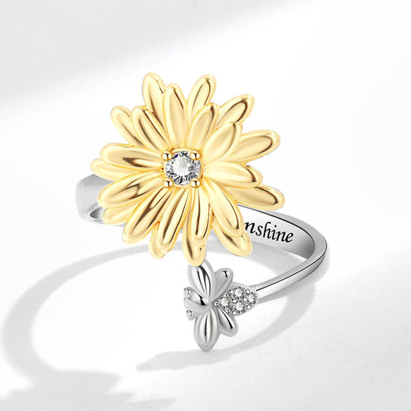 DAISY BEE ANXIETY FIDGET SPIINER RING IN SILVER-RING-MODE-Couture-Boutique-Womens-Clothing