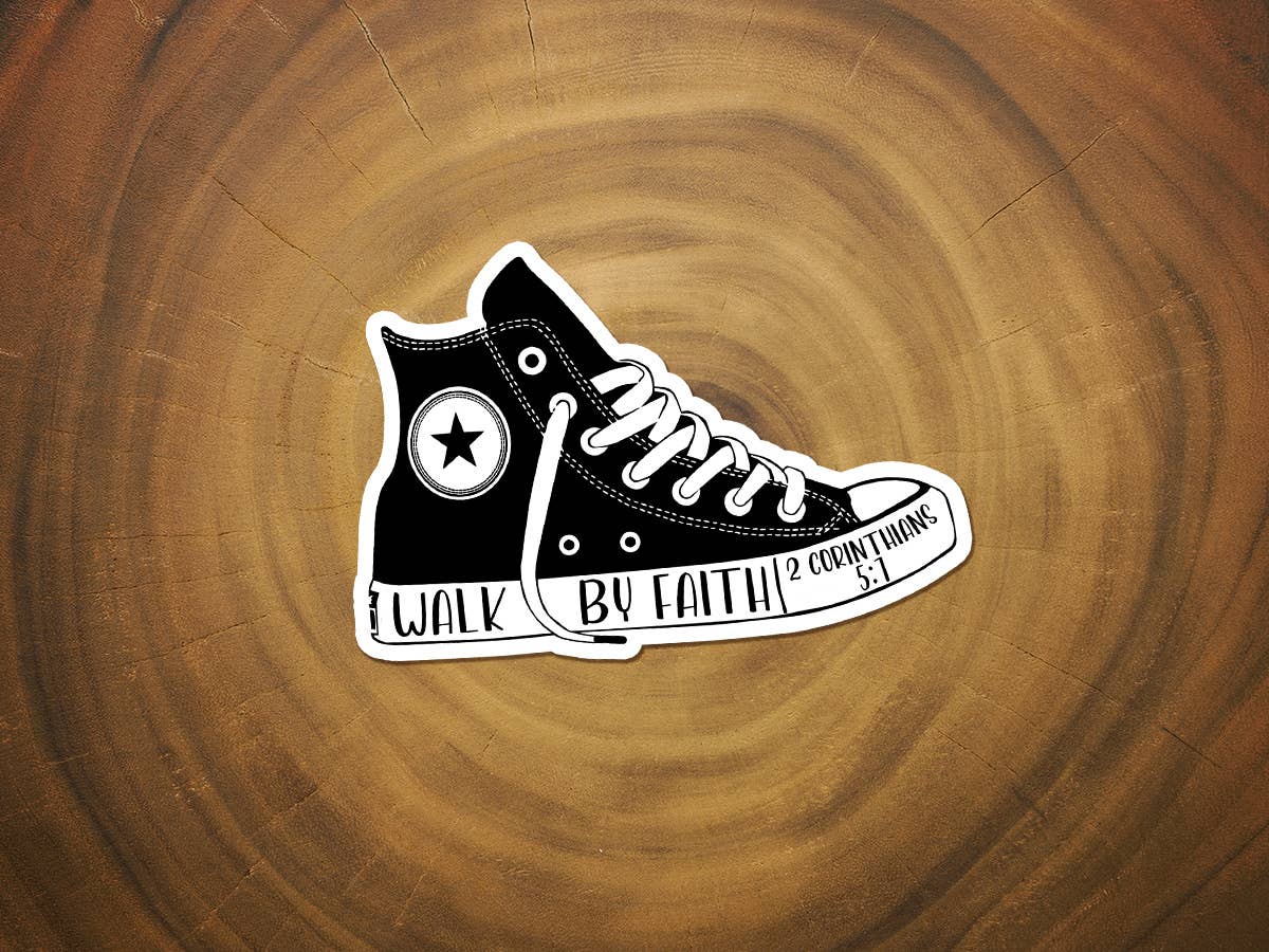 WALK BY FAITH CHUCK TAYLOR VINYL DECAL STICKER-MODE-Couture-Boutique-Womens-Clothing