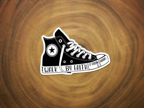 WALK BY FAITH CHUCK TAYLOR VINYL DECAL STICKER-MODE-Couture-Boutique-Womens-Clothing