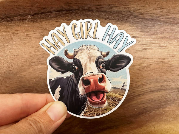 HAY GIRL HAY COW VINYL WATERPROOF STICKER-Sticker/Decal-MODE-Couture-Boutique-Womens-Clothing