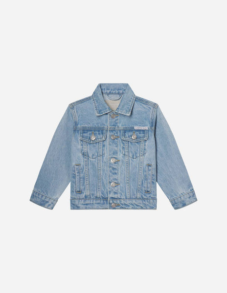 WHAT A FRIEND WE HAVE IN JESUS KIDS DENIM JACKET IN LIGHT WASH-Jacket-MODE-Couture-Boutique-Womens-Clothing