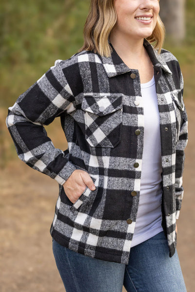 NORAH CLASSIC PLAID SHACKET IN BLACK & WHITE-SHACKET-MODE-Couture-Boutique-Womens-Clothing