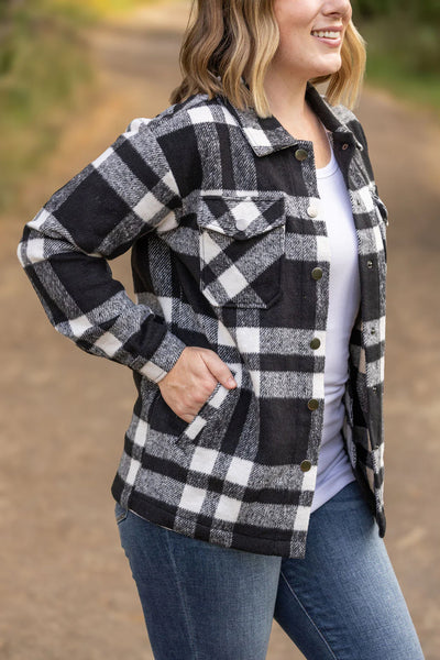 NORAH CLASSIC PLAID SHACKET IN BLACK & WHITE-SHACKET-MODE-Couture-Boutique-Womens-Clothing