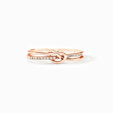 DOUBLE BAND KNOT STACING RING 925 STERLING SILVER IN ROSE GOLD-RING-MODE-Couture-Boutique-Womens-Clothing