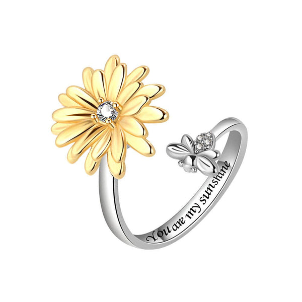 DAISY BEE ANXIETY FIDGET SPIINER RING IN SILVER-RING-MODE-Couture-Boutique-Womens-Clothing