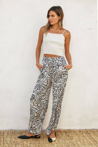 MONOCHROME MUST PRINTED WIDE LEG PULL ON PANTS IN BLACK & CREAM-Pants-MODE-Couture-Boutique-Womens-Clothing