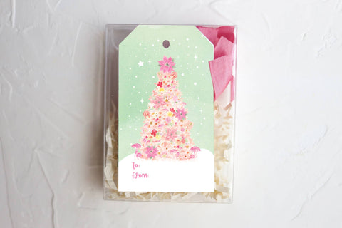 Pink decked out Christmas tree gift tags-MODE-Couture-Boutique-Womens-Clothing