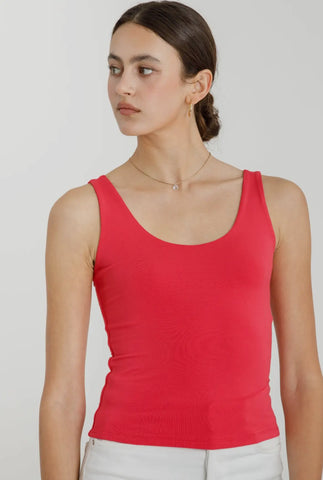 EASY DOES IT BASIC SCOOP NECK TANK IN POPPY-tank top-MODE-Couture-Boutique-Womens-Clothing