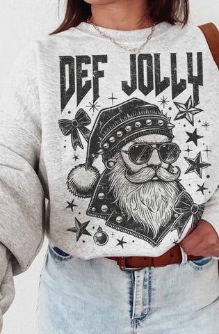 DEF JOLLY SANTA GRAPHIC SWEATSHIRT IN ASH-MODE-Couture-Boutique-Womens-Clothing