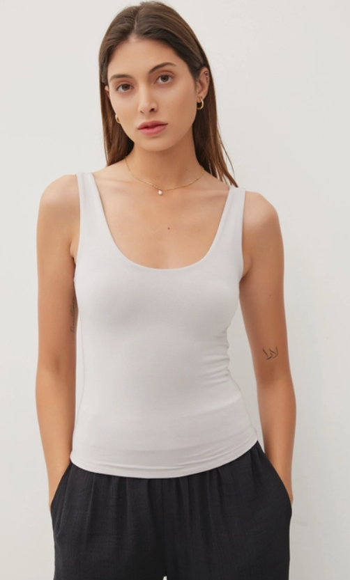 EASY DOES IT BASIC SCOOP NECK TANK IN PEBBLE-tank top-MODE-Couture-Boutique-Womens-Clothing