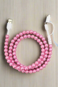 PEARL CHARGER CORD IN PINK-Accessories-MODE-Couture-Boutique-Womens-Clothing