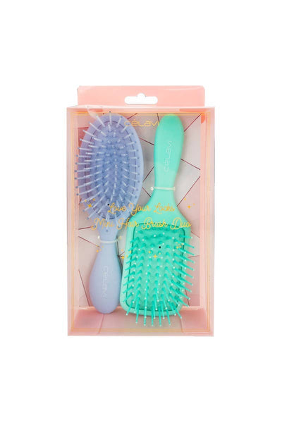 CELAVI MATTE PASTEL PADDLE HAIR BRUSH DUO SET-hair brush-MODE-Couture-Boutique-Womens-Clothing