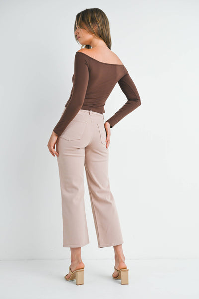 SELINA SLIM WIDE LEG JEANS IN CLAY-Wide Leg Jeans-MODE-Couture-Boutique-Womens-Clothing