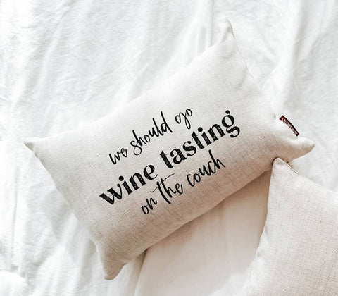 12X18 WE SHOULD GO WINE TASTING DECORATIVE LUMBAR THROW PILLOW-PILLOW-MODE-Couture-Boutique-Womens-Clothing