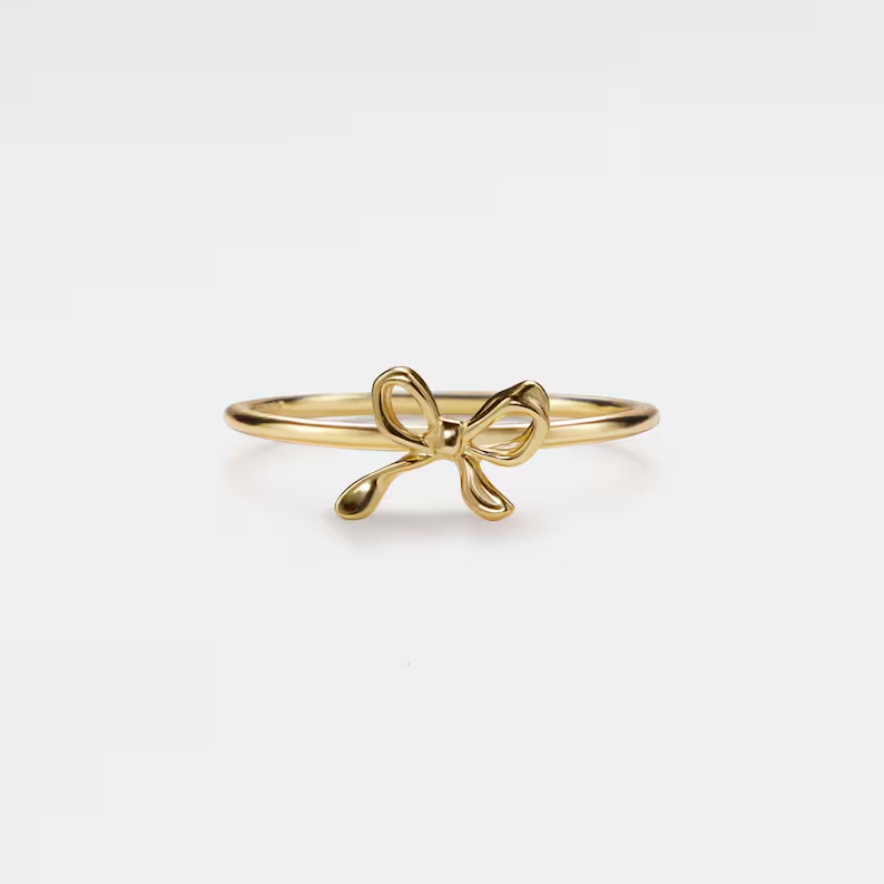 BOW KNOT THIN STACKING RING IN GOLD-RING-MODE-Couture-Boutique-Womens-Clothing