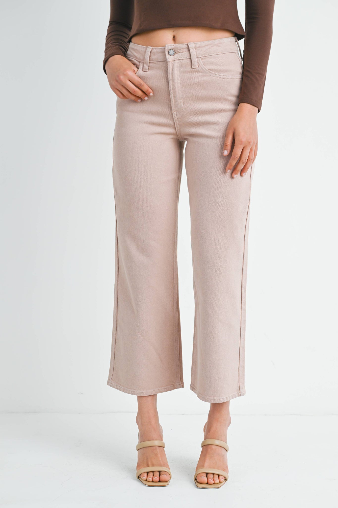 SELINA SLIM WIDE LEG JEANS IN CLAY-Wide Leg Jeans-MODE-Couture-Boutique-Womens-Clothing