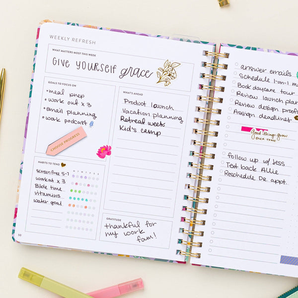 FRESH START WEEKLY GOAL PLANNER | LILAC BLOOMS-Planner-MODE-Couture-Boutique-Womens-Clothing