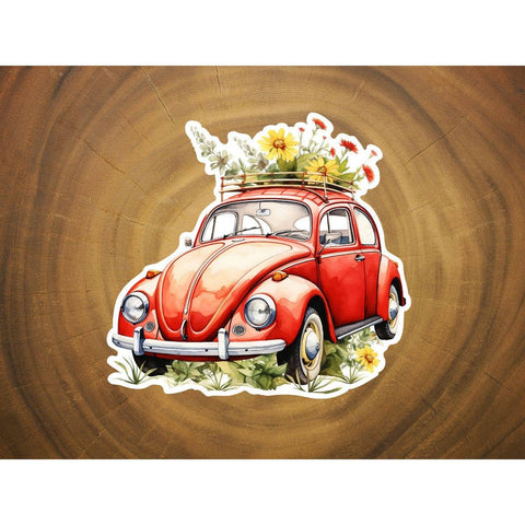 VW Beetle with Flowers | Cute Sticker | Hippie Happy Sticker-MODE-Couture-Boutique-Womens-Clothing