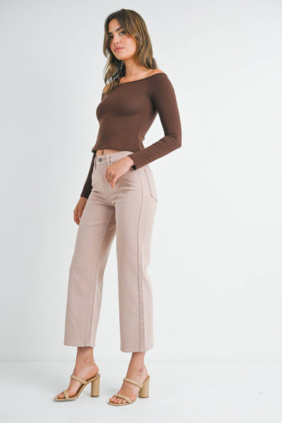 SELINA SLIM WIDE LEG JEANS IN CLAY-Wide Leg Jeans-MODE-Couture-Boutique-Womens-Clothing