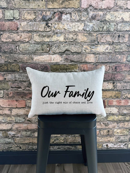 OUR FAMILY 12X18 DECORATIVE PILLOW-Pillow-MODE-Couture-Boutique-Womens-Clothing