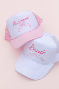 BRIDESMAID COQUETTE BOW TRUCKER HAT IN PINK-hat-MODE-Couture-Boutique-Womens-Clothing