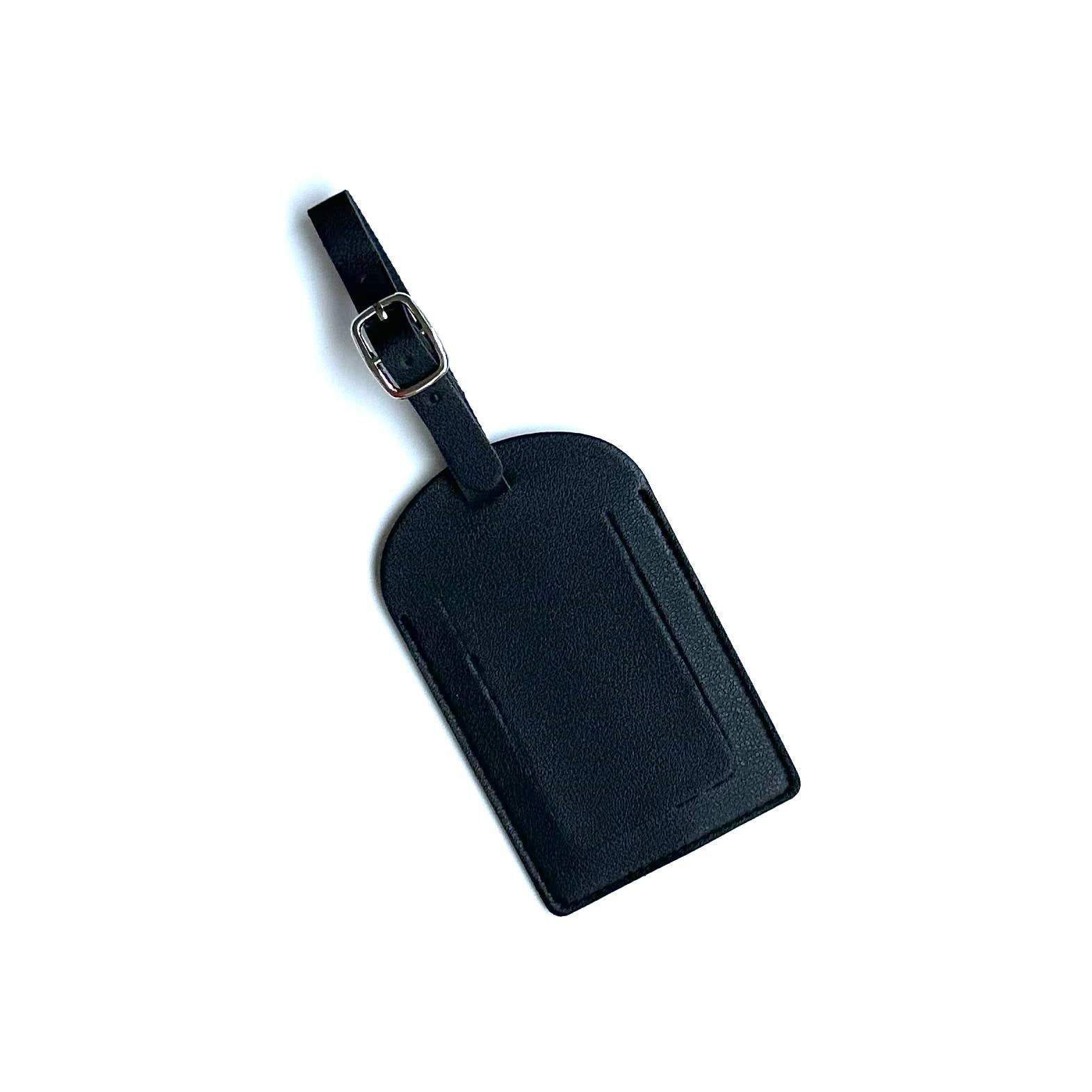 SOFT PU LEATHER TRAVEL LUGGAGE TAG IN BLACK-MODE-Couture-Boutique-Womens-Clothing