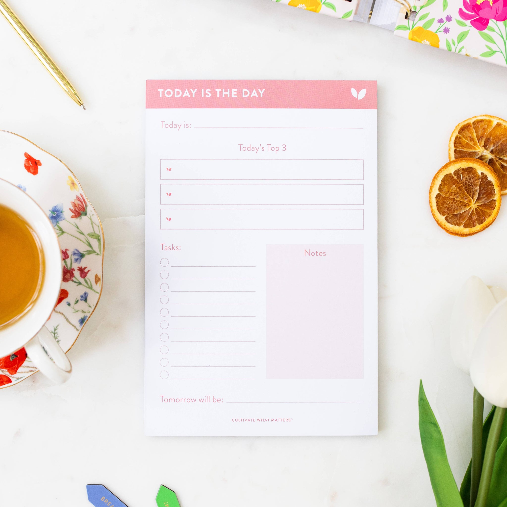 TODAY IS THE DAY NOTEPAD IN CORAL-Planner Notepad-MODE-Couture-Boutique-Womens-Clothing