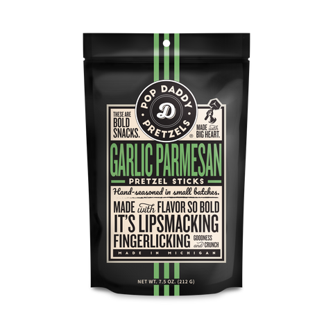 POP DADDY GARLIC PARMESAN SEASONED PRETZELS 7.5 OZ-pretzels-MODE-Couture-Boutique-Womens-Clothing