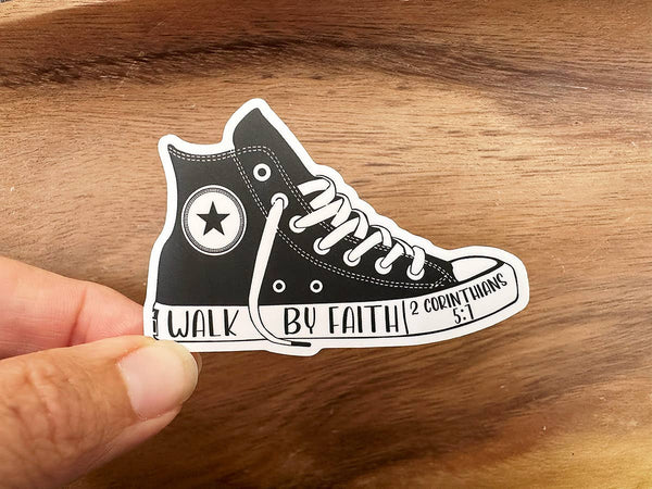 WALK BY FAITH CHUCK TAYLOR VINYL DECAL STICKER-MODE-Couture-Boutique-Womens-Clothing