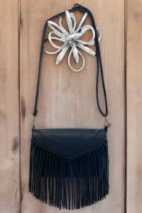 FRINGE ALL DAY CROSSBODY IN BLACK-Purses-MODE-Couture-Boutique-Womens-Clothing