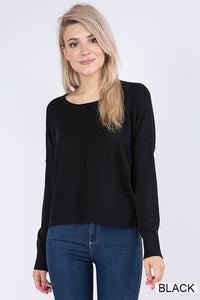 CAMILLA ROUND NECK SOFTEST FRONT SEAM SWEATER IN BLACK-MODE-Couture-Boutique-Womens-Clothing