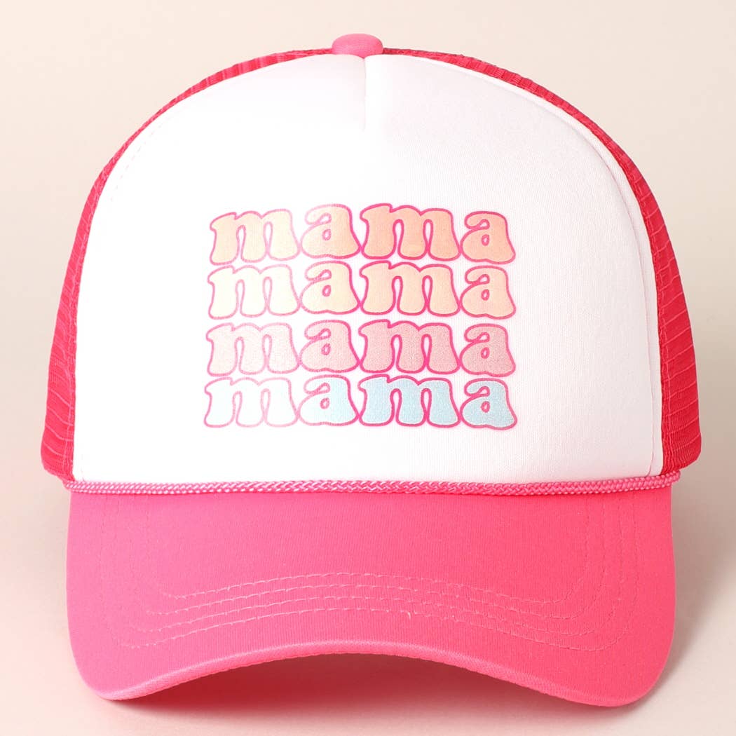 MAMA Foam Trucker Hat FUCHSIA-HATS-MODE-Couture-Boutique-Womens-Clothing