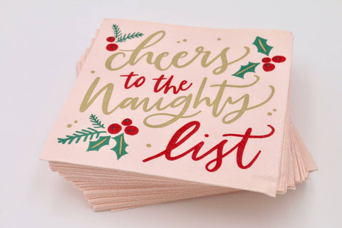 Funny Christmas Napkins | Cheers to the Naughty List-NAPKINS-MODE-Couture-Boutique-Womens-Clothing